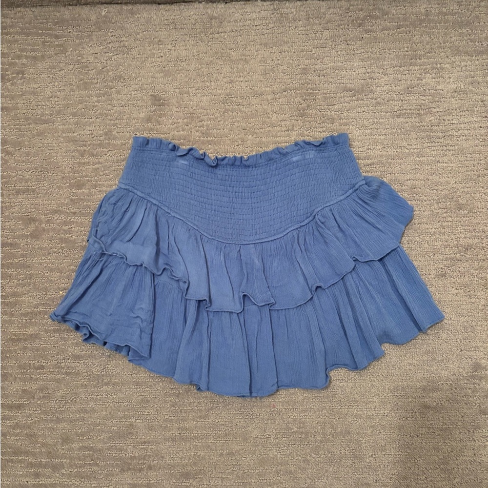 Blue/purple ruffle mini skirt
